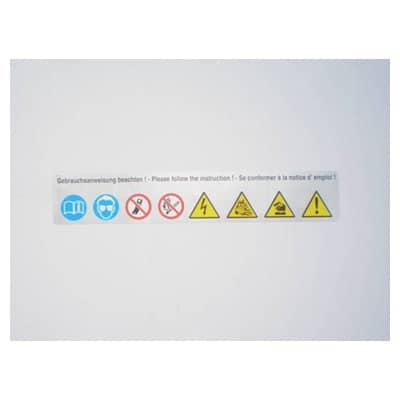 Sticker met veiligheidssymbolen 140x25 | Tractiebatterijen.com