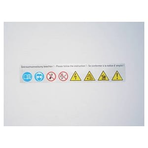 Sticker met veiligheidssymbolen 140x25 | Tractiebatterijen.com